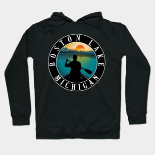 Boston Lake Canoeing Michigan Sunset Hoodie